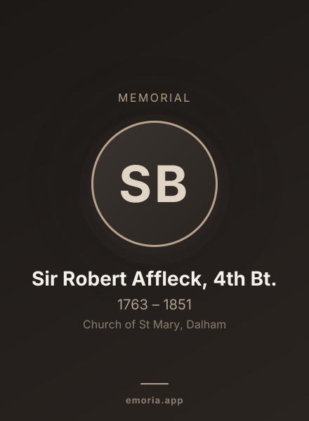 Memorial portrait of Sir Robert Affleck, 4th Bt.