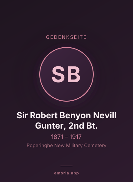 Gedenkportrait von Sir Robert Benyon Nevill Gunter, 2nd Bt.