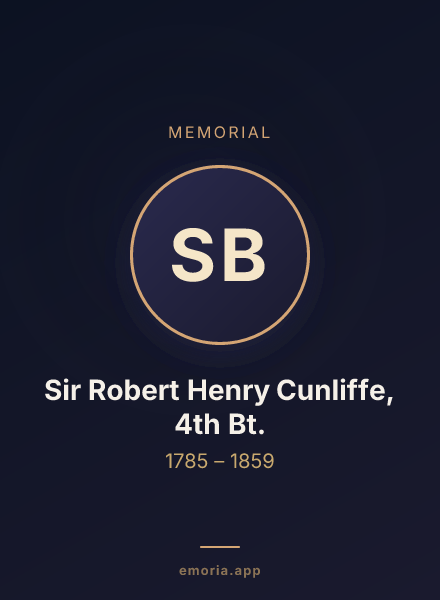 Memorial portrait of Sir Robert Henry Cunliffe, 4th Bt.
