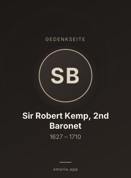 Gedenkportrait von Sir Robert Kemp, 2nd Baronet
