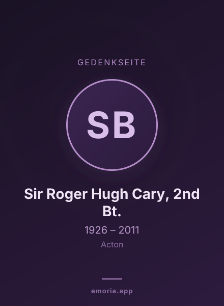 Gedenkportrait von Sir Roger Hugh Cary, 2nd Bt.