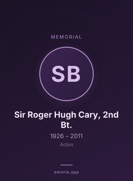 Memorial portrait of Sir Roger Hugh Cary, 2nd Bt.