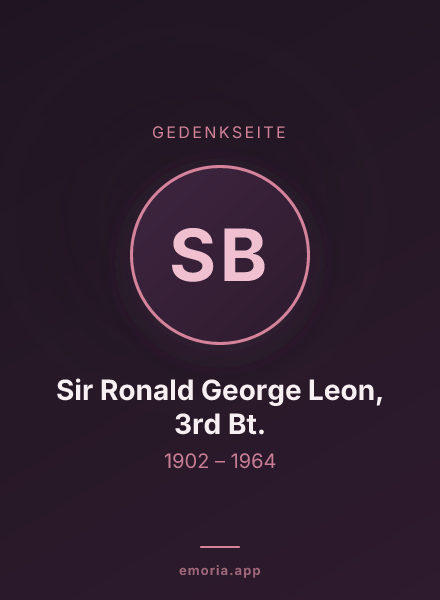 Gedenkportrait von Sir Ronald George Leon, 3rd Bt.