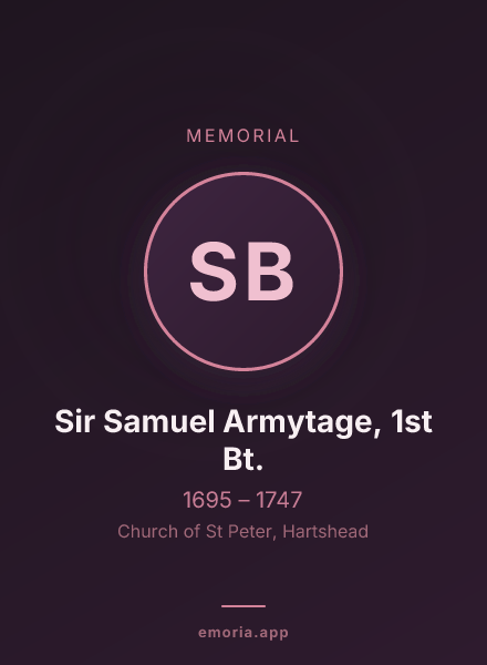 Memorial portrait of Sir Samuel Armytage, 1st Bt.