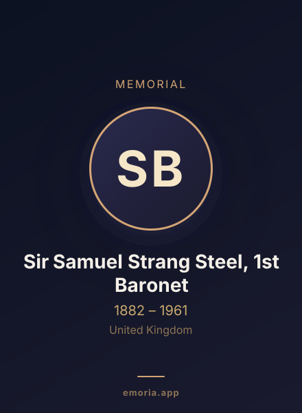 Memorial portrait of Sir Samuel Strang Steel, 1st Baronet