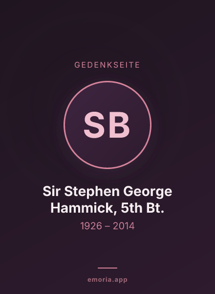 Gedenkportrait von Sir Stephen George Hammick, 5th Bt.