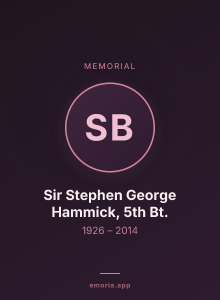 Memorial portrait of Sir Stephen George Hammick, 5th Bt.