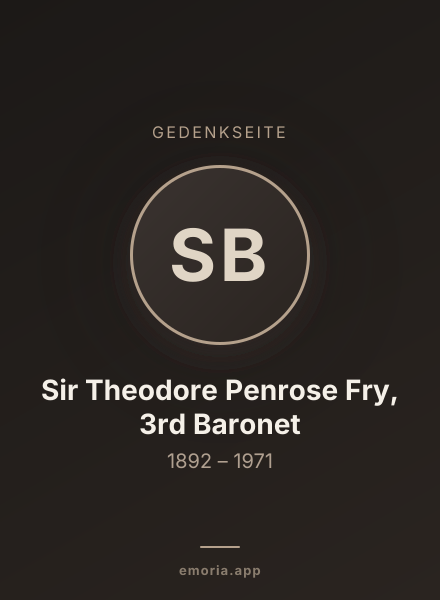Gedenkportrait von Sir Theodore Penrose Fry, 3rd Baronet