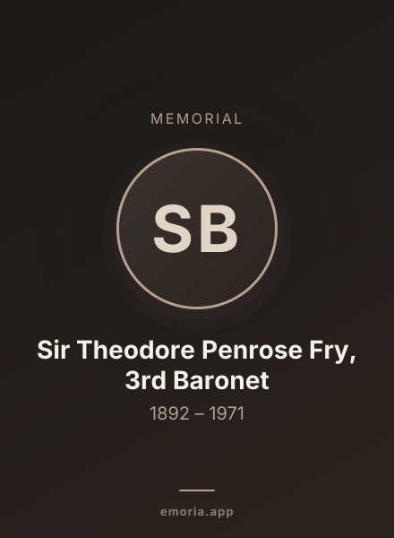 Memorial portrait of Sir Theodore Penrose Fry, 3rd Baronet