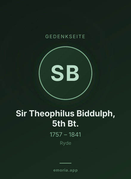 Gedenkportrait von Sir Theophilus Biddulph, 5th Bt.