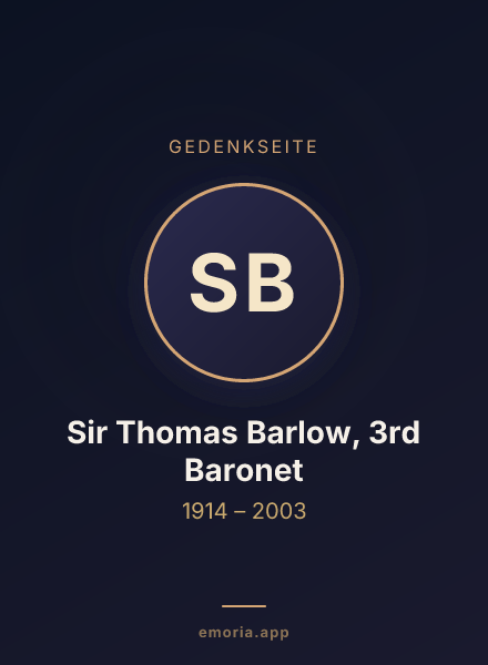 Gedenkportrait von Sir Thomas Barlow, 3rd Baronet