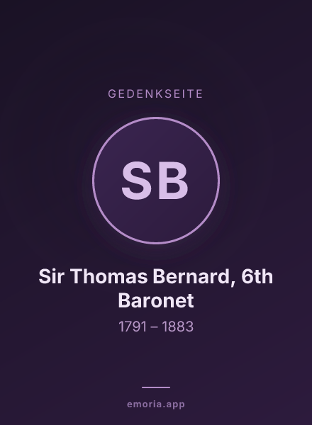 Gedenkportrait von Sir Thomas Bernard, 6th Baronet