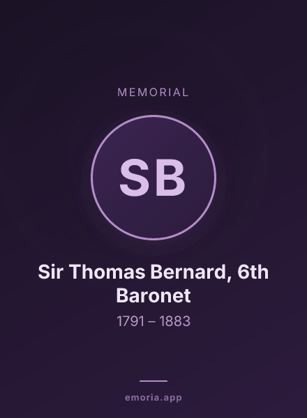Memorial portrait of Sir Thomas Bernard, 6th Baronet