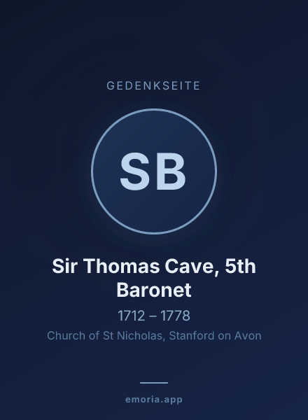 Gedenkportrait von Sir Thomas Cave, 5th Baronet