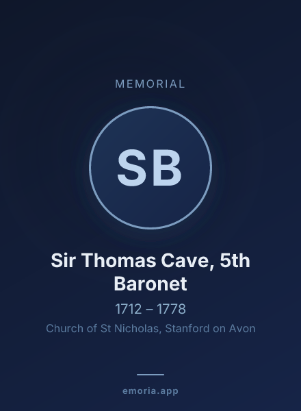 Memorial portrait of Sir Thomas Cave, 5th Baronet