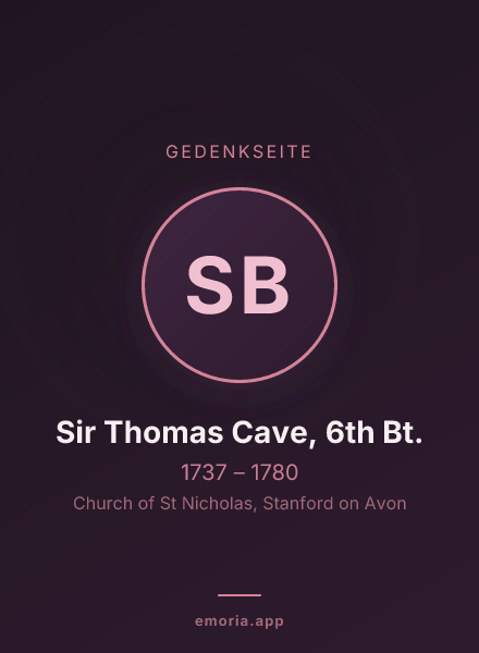 Gedenkportrait von Sir Thomas Cave, 6th Bt.