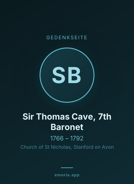 Gedenkportrait von Sir Thomas Cave, 7th Baronet