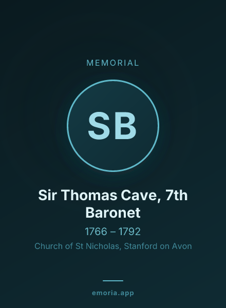 Memorial portrait of Sir Thomas Cave, 7th Baronet