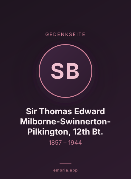 Gedenkportrait von Sir Thomas Edward Milborne-Swinnerton-Pilkington, 12th Bt.