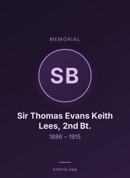 Memorial portrait of Sir Thomas Evans Keith Lees, 2nd Bt.
