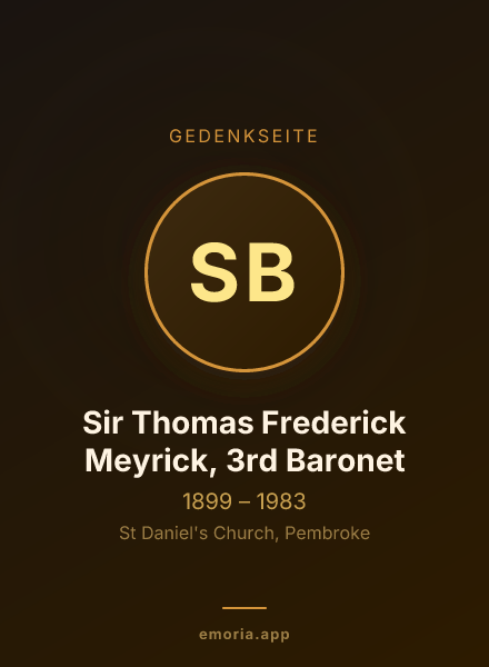 Gedenkportrait von Sir Thomas Frederick Meyrick, 3rd Baronet