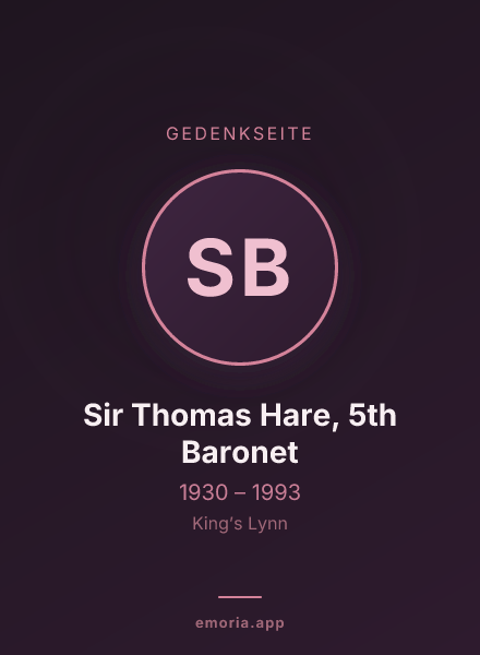 Gedenkportrait von Sir Thomas Hare, 5th Baronet
