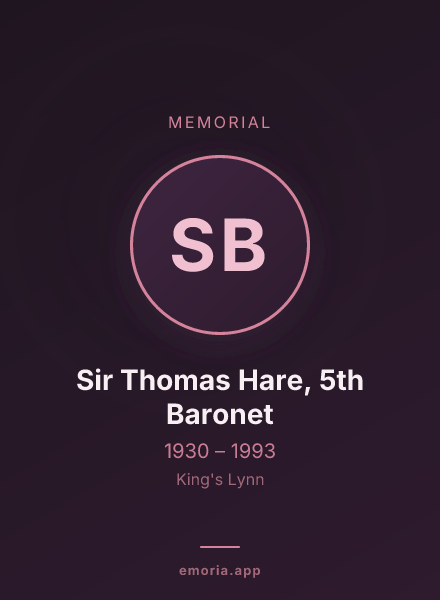 Memorial portrait of Sir Thomas Hare, 5th Baronet