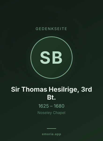 Gedenkportrait von Sir Thomas Hesilrige, 3rd Bt.