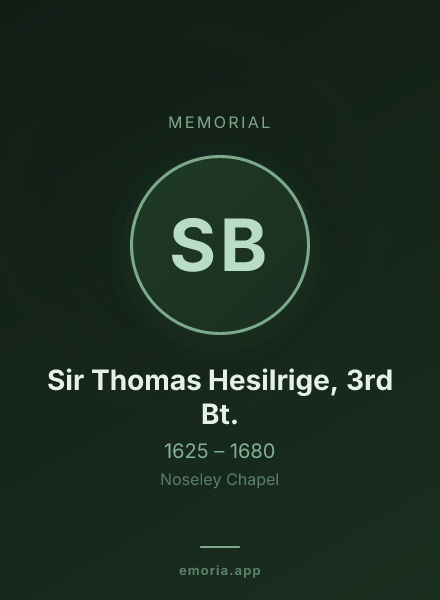 Memorial portrait of Sir Thomas Hesilrige, 3rd Bt.