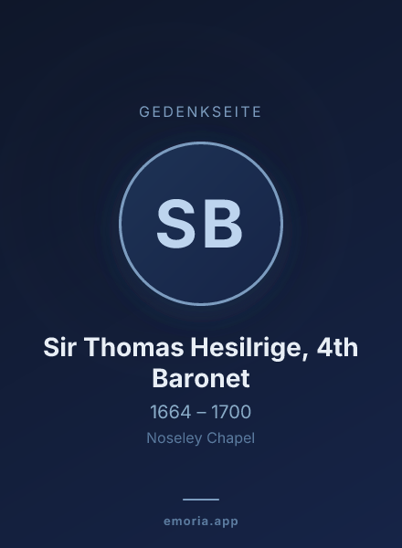 Gedenkportrait von Sir Thomas Hesilrige, 4th Baronet