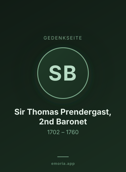 Gedenkportrait von Sir Thomas Prendergast, 2nd Baronet