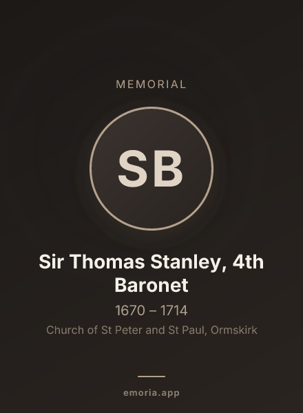 Memorial portrait of Sir Thomas Stanley, 4th Baronet