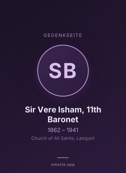 Gedenkportrait von Sir Vere Isham, 11th Baronet