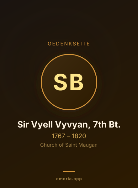 Gedenkportrait von Sir Vyell Vyvyan, 7th Bt.
