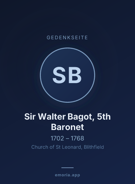 Gedenkportrait von Sir Walter Bagot, 5th Baronet