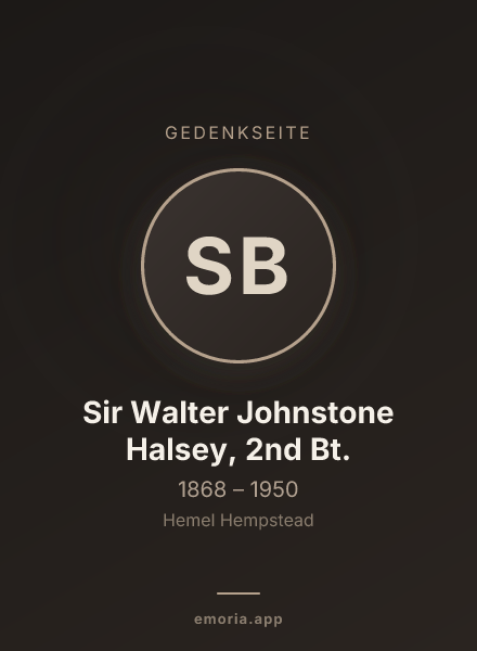 Gedenkportrait von Sir Walter Johnstone Halsey, 2nd Bt.