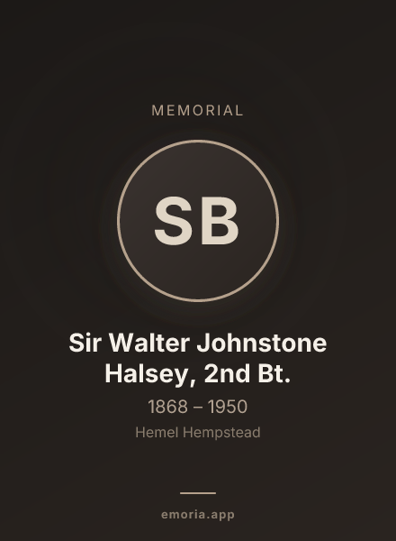 Memorial portrait of Sir Walter Johnstone Halsey, 2nd Bt.