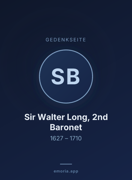 Gedenkportrait von Sir Walter Long, 2nd Baronet