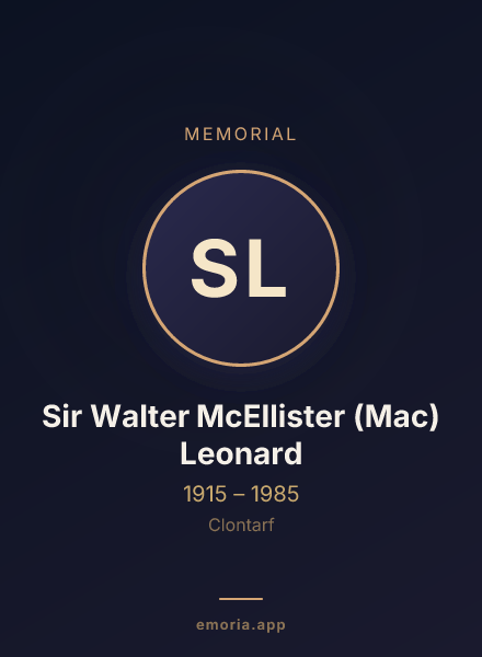 Memorial portrait of Sir Walter McEllister (Mac) Leonard