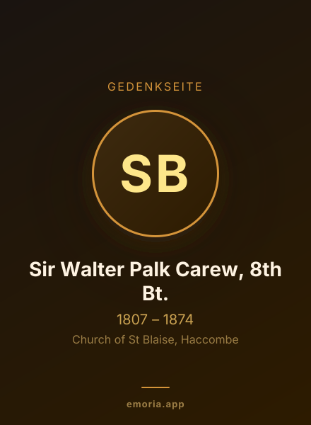 Gedenkportrait von Sir Walter Palk Carew, 8th Bt.