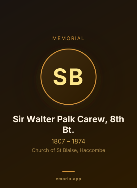 Memorial portrait of Sir Walter Palk Carew, 8th Bt.