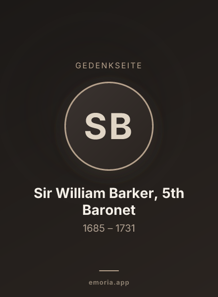 Gedenkportrait von Sir William Barker, 5th Baronet