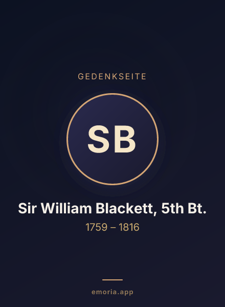 Gedenkportrait von Sir William Blackett, 5th Bt.