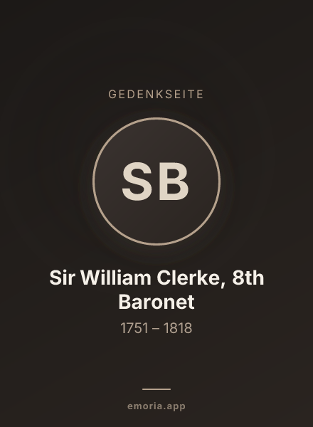 Gedenkportrait von Sir William Clerke, 8th Baronet