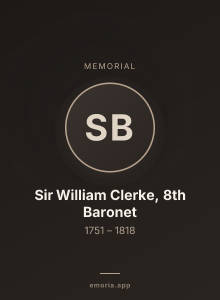 Memorial portrait of Sir William Clerke, 8th Baronet