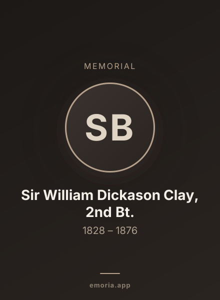 Memorial portrait of Sir William Dickason Clay, 2nd Bt.