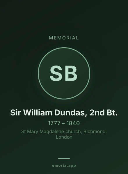 Memorial portrait of Sir William Dundas, 2nd Bt.
