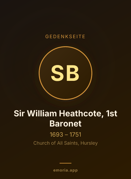 Gedenkportrait von Sir William Heathcote, 1st Baronet