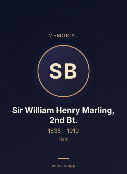 Memorial portrait of Sir William Henry Marling, 2nd Bt.