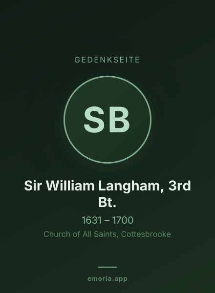 Gedenkportrait von Sir William Langham, 3rd Bt.